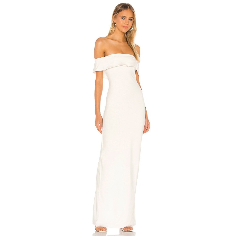 Lovers + Friends Galleria Gown White Off Shoulder Maxi Dress Size S
